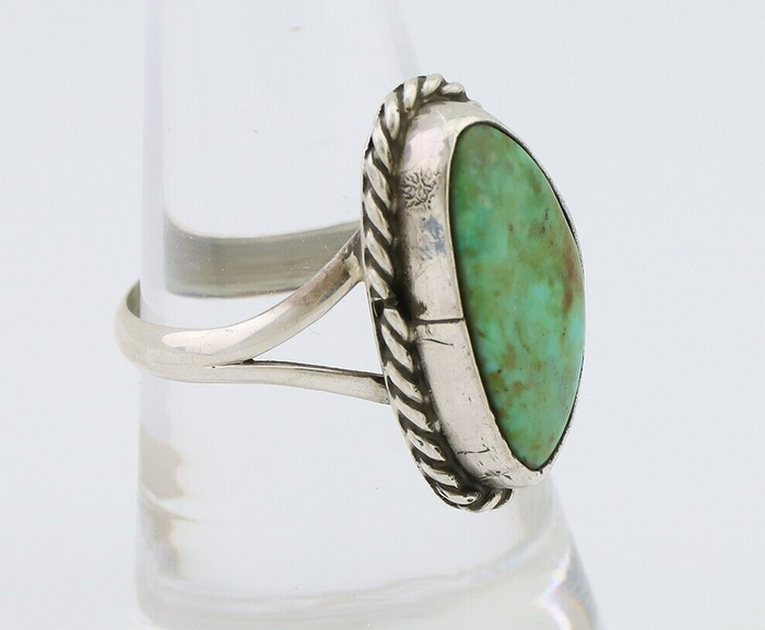 Navajo Ring 925 Silver Kingman Turquoise Artist Signed Rabbit Sticks C.80's