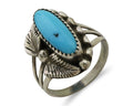 Navajo Ring 925 Silver Kingman Turquoise Artist Signed SC C.80's