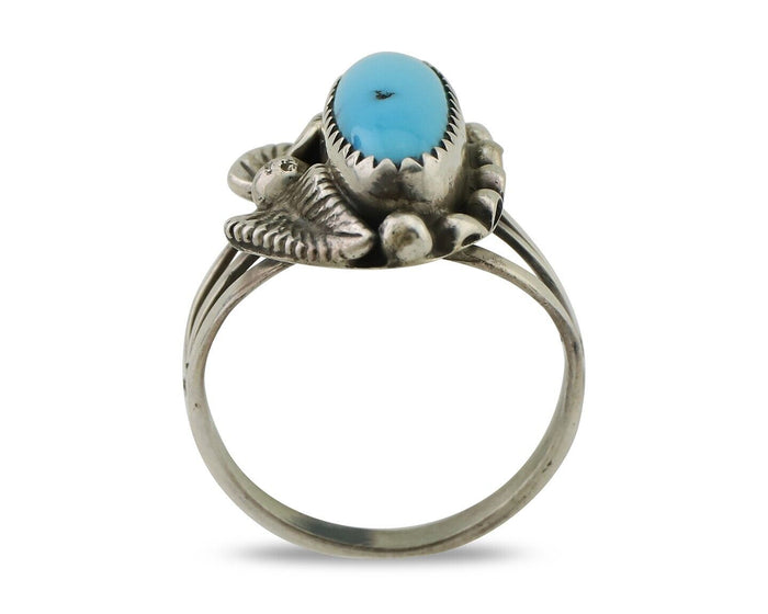 Navajo Ring 925 Silver Kingman Turquoise Artist Signed SC C.80's