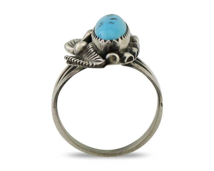 Navajo Ring 925 Silver Kingman Turquoise Artist Signed SC C.80's