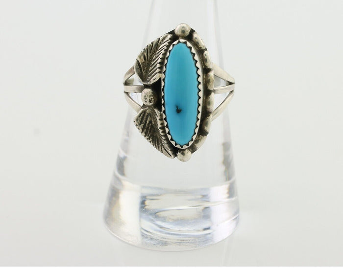 Navajo Ring 925 Silver Kingman Turquoise Artist Signed SC C.80's