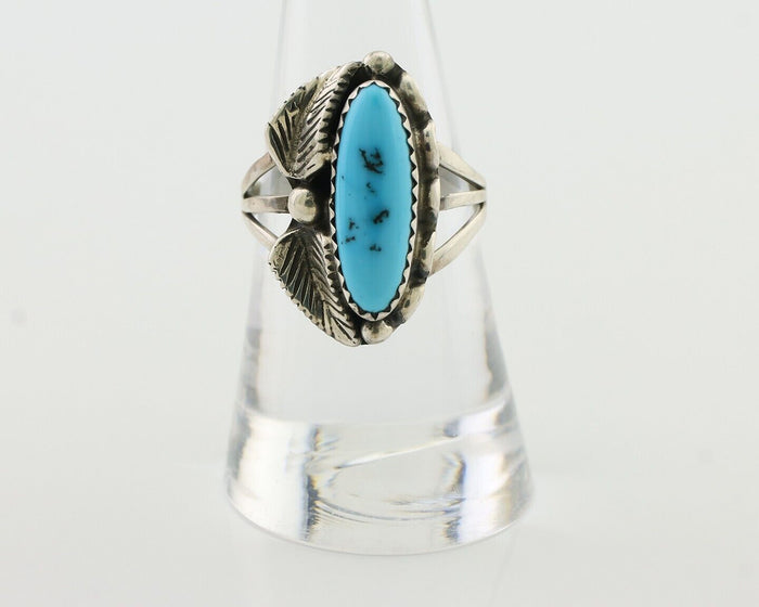 Navajo Ring 925 Silver Kingman Turquoise Artist Signed SC C.80's