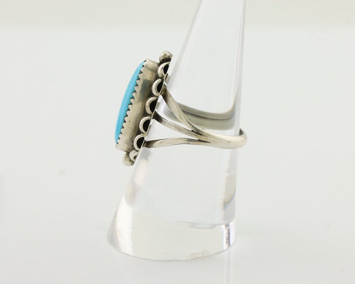 Navajo Ring 925 Silver Kingman Turquoise Artist Signed SC C.80's
