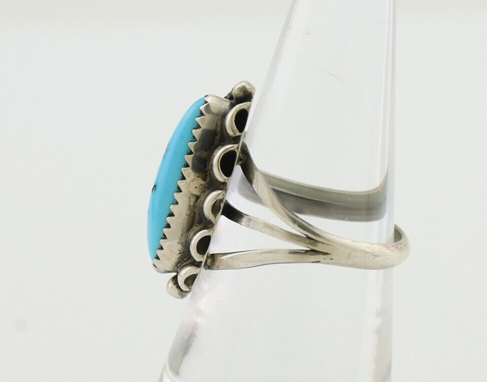 Navajo Ring 925 Silver Kingman Turquoise Artist Signed SC C.80's