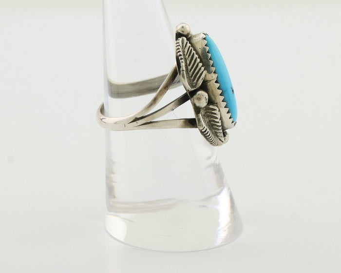Navajo Ring 925 Silver Kingman Turquoise Artist Signed SC C.80's