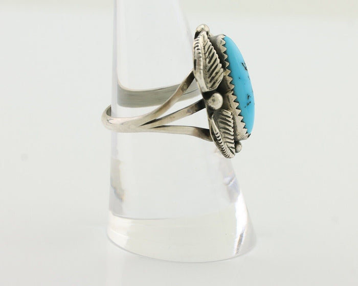 Navajo Ring 925 Silver Kingman Turquoise Artist Signed SC C.80's