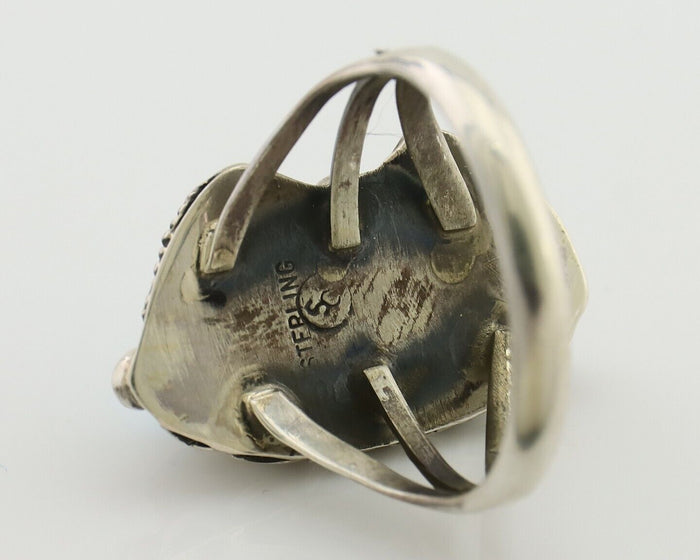 Navajo Ring 925 Silver Kingman Turquoise Artist Signed SC C.80's