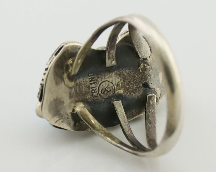 Navajo Ring 925 Silver Kingman Turquoise Artist Signed SC C.80's