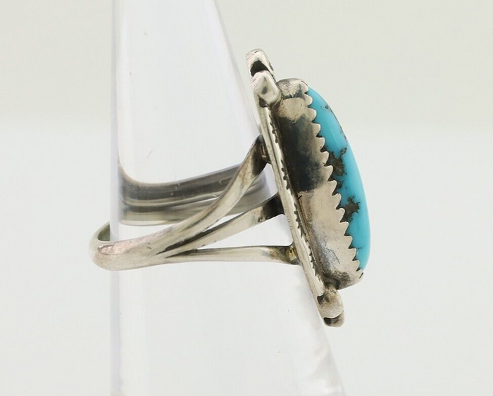 Navajo Ring 925 Silver Kingman Turquoise Artist Signed SC Size 5.25 C.80's