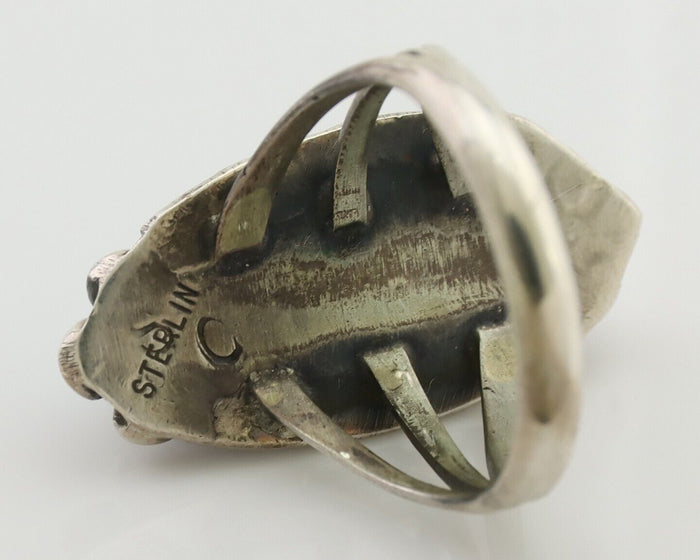 Navajo Ring 925 Silver Kingman Turquoise Artist Signed SC Size 5.25 C.80's