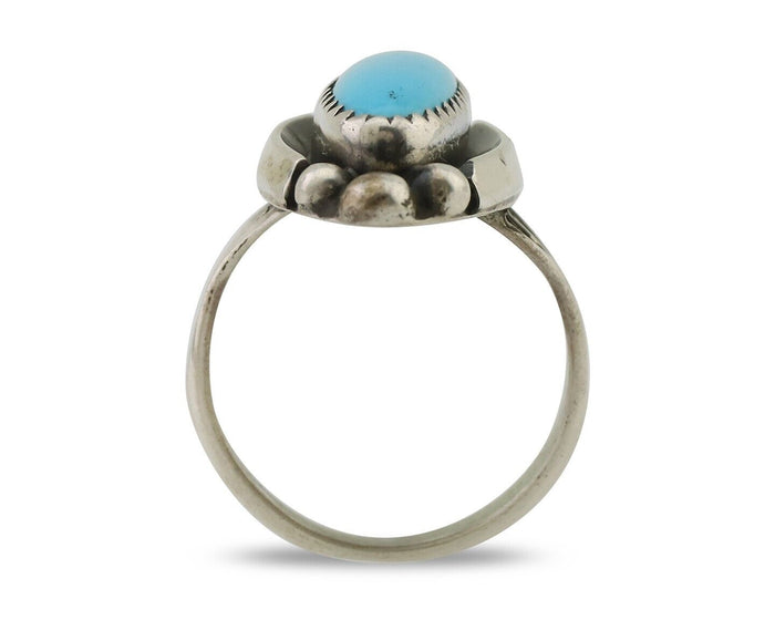 Navajo Ring 925 Silver Kingman Turquoise Artist Signed SC Size 6.0 C.80's