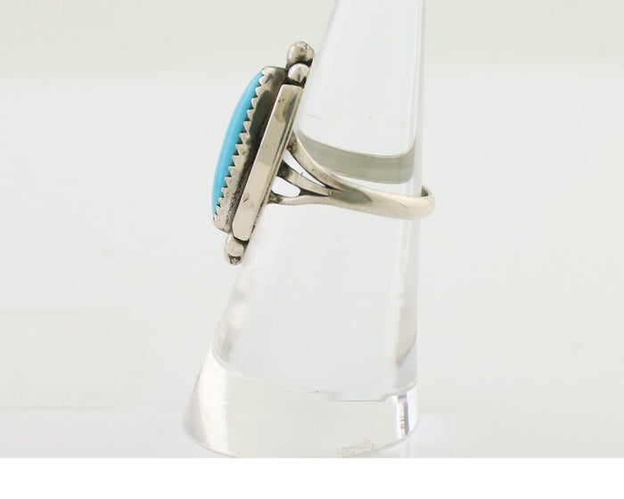 Navajo Ring 925 Silver Kingman Turquoise Artist Signed SC Size 6.0 C.80's