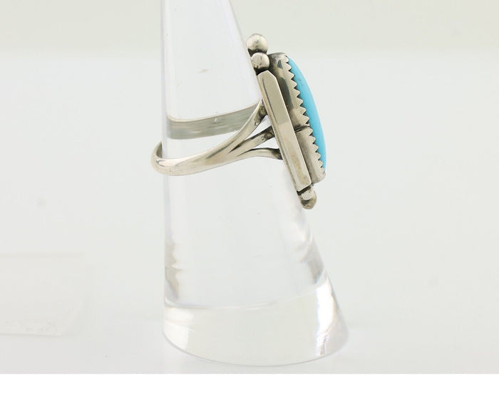 Navajo Ring 925 Silver Kingman Turquoise Artist Signed SC Size 6.0 C.80's