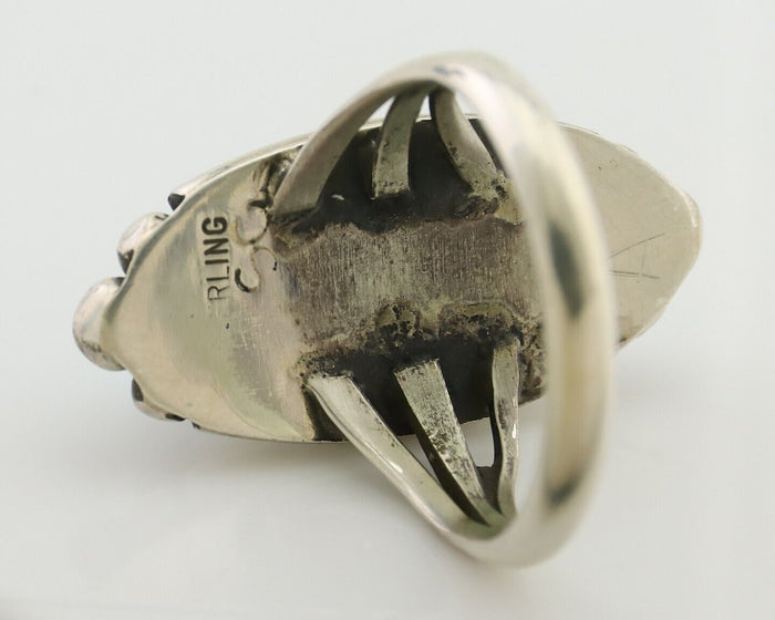 Navajo Ring 925 Silver Kingman Turquoise Artist Signed SC Size 6.0 C.80's