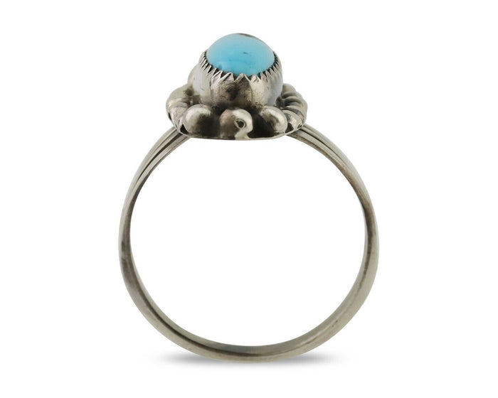 Navajo Ring 925 Silver Kingman Turquoise Artist Signed SC Size 8.75 C.80's