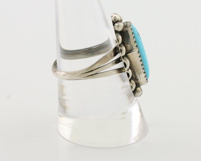 Navajo Ring 925 Silver Kingman Turquoise Artist Signed SC Size 8.75 C.80's