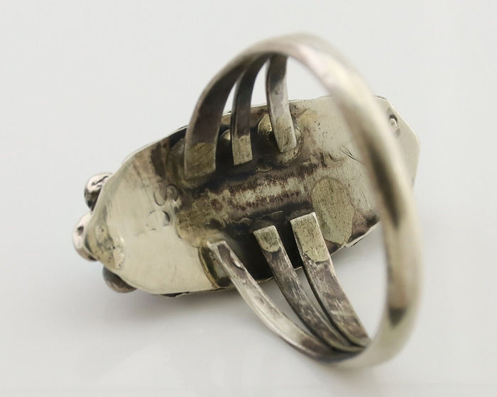 Navajo Ring 925 Silver Kingman Turquoise Artist Signed SC Size 8.75 C.80's