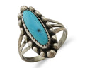 Navajo Ring 925 Silver Kingman Turquoise Artist Signed SC Size 9.0 C.80's
