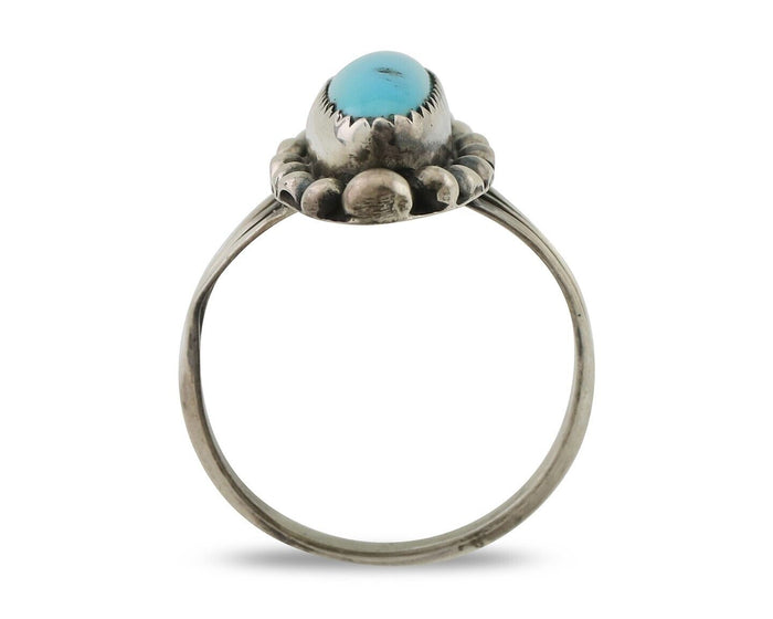 Navajo Ring 925 Silver Kingman Turquoise Artist Signed SC Size 9.0 C.80's