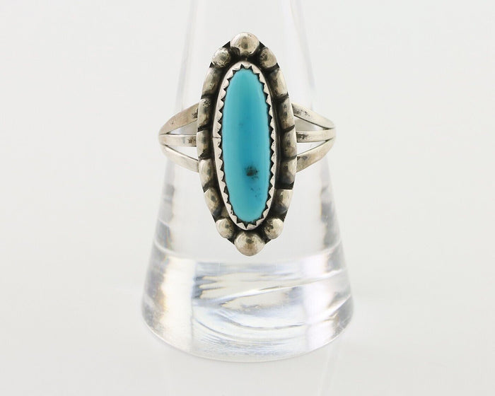 Navajo Ring 925 Silver Kingman Turquoise Artist Signed SC Size 9.0 C.80's
