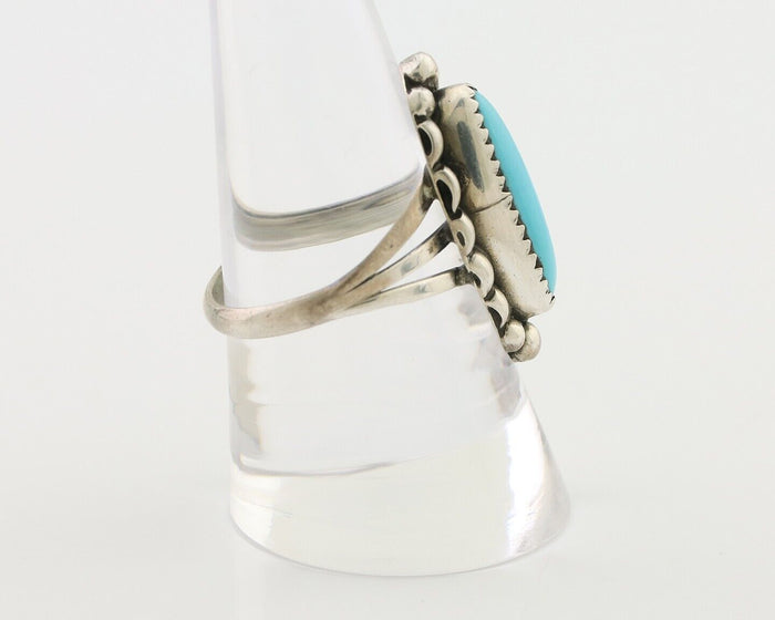 Navajo Ring 925 Silver Kingman Turquoise Artist Signed SC Size 9.0 C.80's