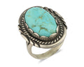 Navajo Ring .925 Silver Kingman Turquoise Artist Signed Sun C.80's