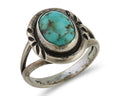 Navajo Ring 925 Silver Kingman Turquoise Native American Artist C.80's