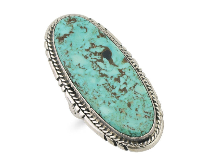 Navajo Ring 925 Silver Kingman Turquoise Native American Artist C.80's