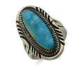 Navajo Ring 925 Silver Kingman Turquoise Native American Artist C.80's