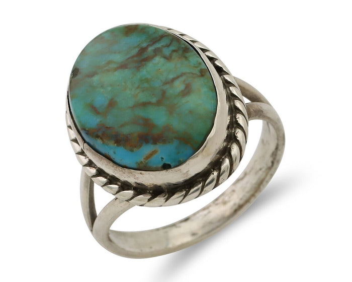 Navajo Ring 925 Silver Kingman Turquoise Native American Artist C.80's