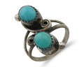 Navajo Ring 925 Silver Kingman Turquoise Native American Artist C.80's