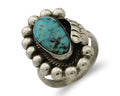 Navajo Ring 925 Silver Kingman Turquoise Native American Artist C.80's