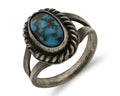 Navajo Ring 925 Silver Kingman Turquoise Native American Artist C.80's