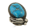 Navajo Ring 925 Silver Kingman Turquoise Native American Artist C.80's