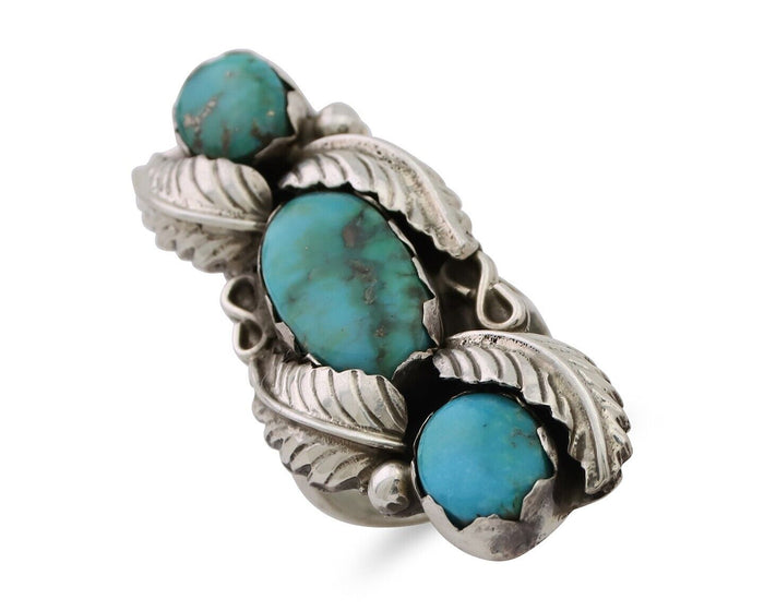 Navajo Ring 925 Silver Kingman Turquoise Native American Artist C.80's