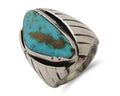 Navajo Ring 925 Silver Kingman Turquoise Native American Artist C.80's