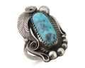 Navajo Ring 925 Silver Kingman Turquoise Native American Artist C.80's