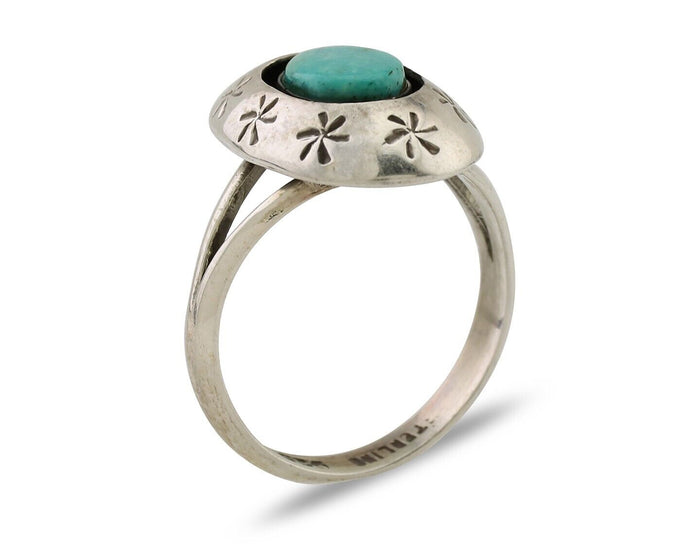 Navajo Ring 925 Silver Kingman Turquoise Native American Artist C.80's