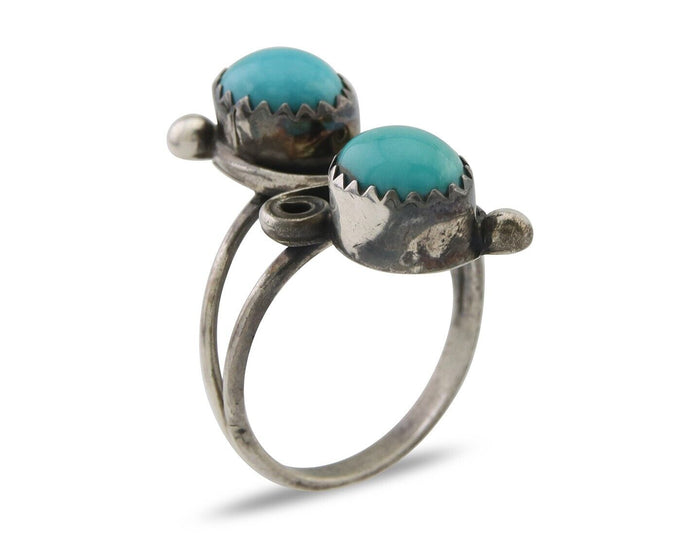 Navajo Ring 925 Silver Kingman Turquoise Native American Artist C.80's