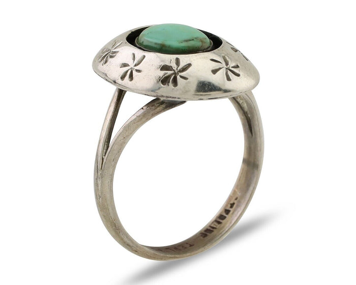 Navajo Ring 925 Silver Kingman Turquoise Native American Artist C.80's
