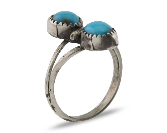 Navajo Ring 925 Silver Kingman Turquoise Native American Artist C.80's