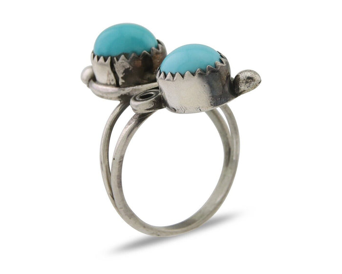Navajo Ring 925 Silver Kingman Turquoise Native American Artist C.80's
