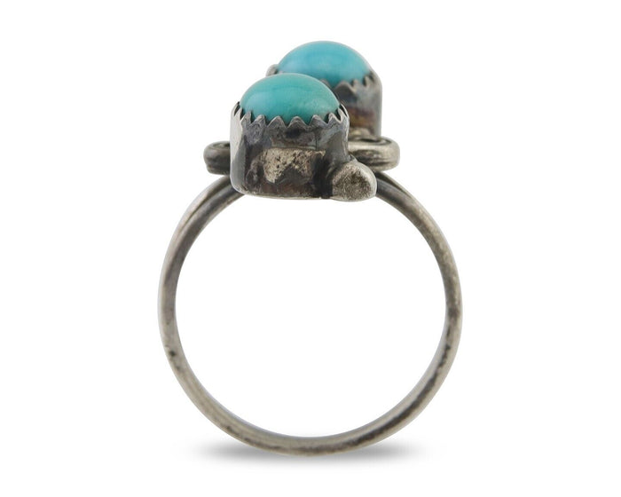 Navajo Ring 925 Silver Kingman Turquoise Native American Artist C.80's