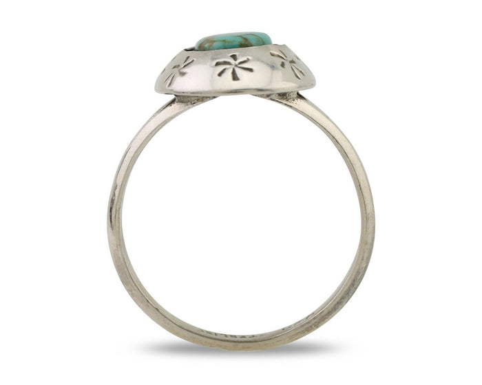 Navajo Ring 925 Silver Kingman Turquoise Native American Artist C.80's