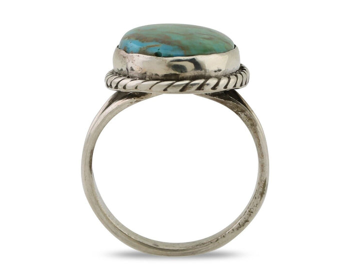 Navajo Ring 925 Silver Kingman Turquoise Native American Artist C.80's