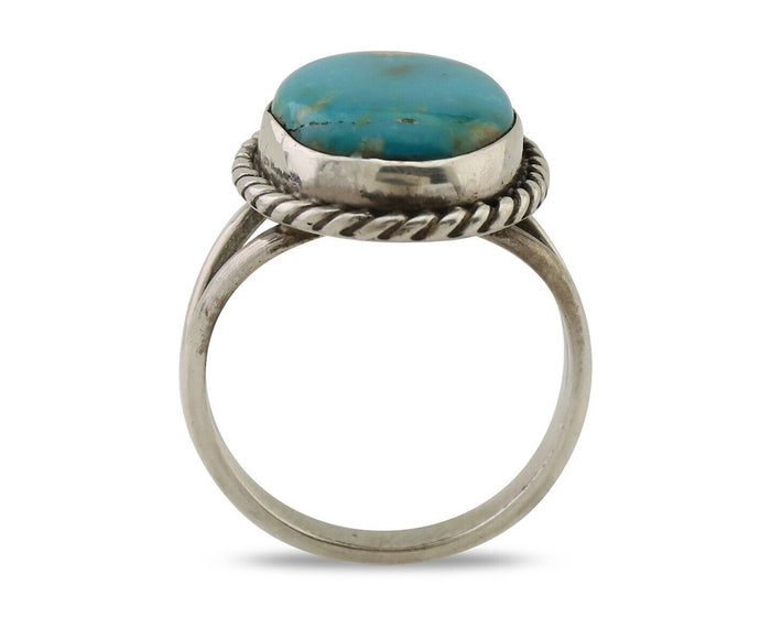 Navajo Ring 925 Silver Kingman Turquoise Native American Artist C.80's
