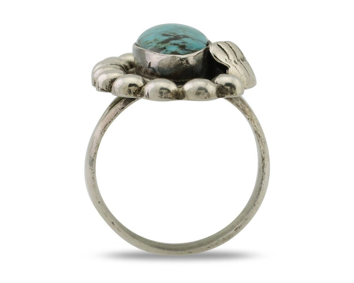 Navajo Ring 925 Silver Kingman Turquoise Native American Artist C.80's