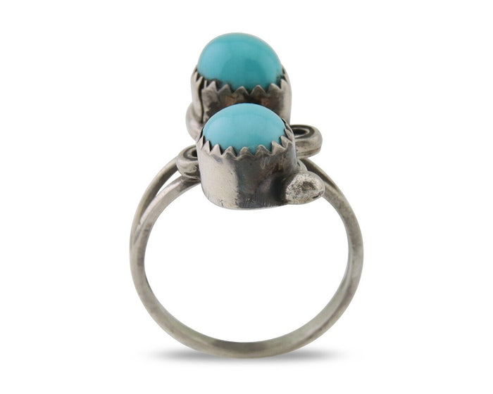 Navajo Ring 925 Silver Kingman Turquoise Native American Artist C.80's