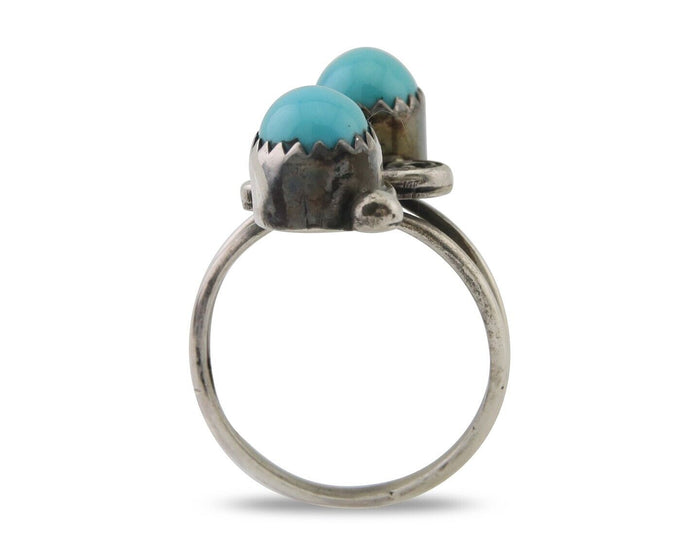 Navajo Ring 925 Silver Kingman Turquoise Native American Artist C.80's