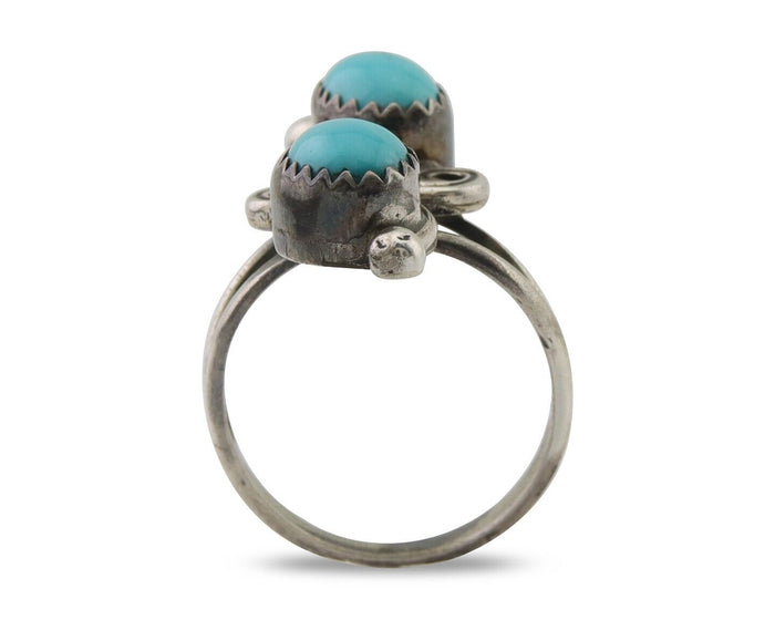 Navajo Ring 925 Silver Kingman Turquoise Native American Artist C.80's